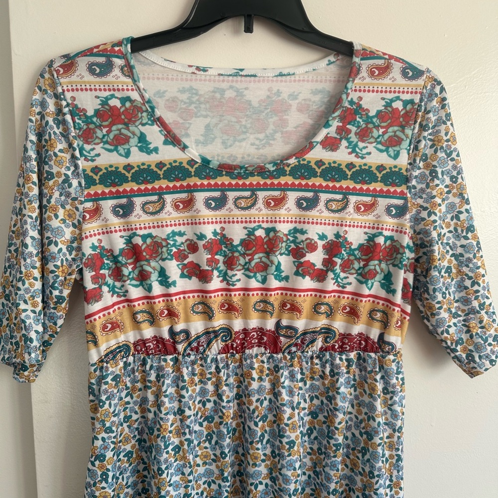 Bohemian Long Sleeve Midi Dress - Picture 3 of 12